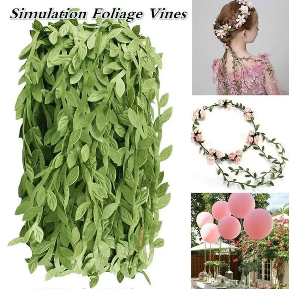 16.4/32.8/65.6/98.4/164/328/656ft Simulated Green Leaf Rattan Artificial Leaf Ribbon Greenery Vine String For Wedding Home Decor