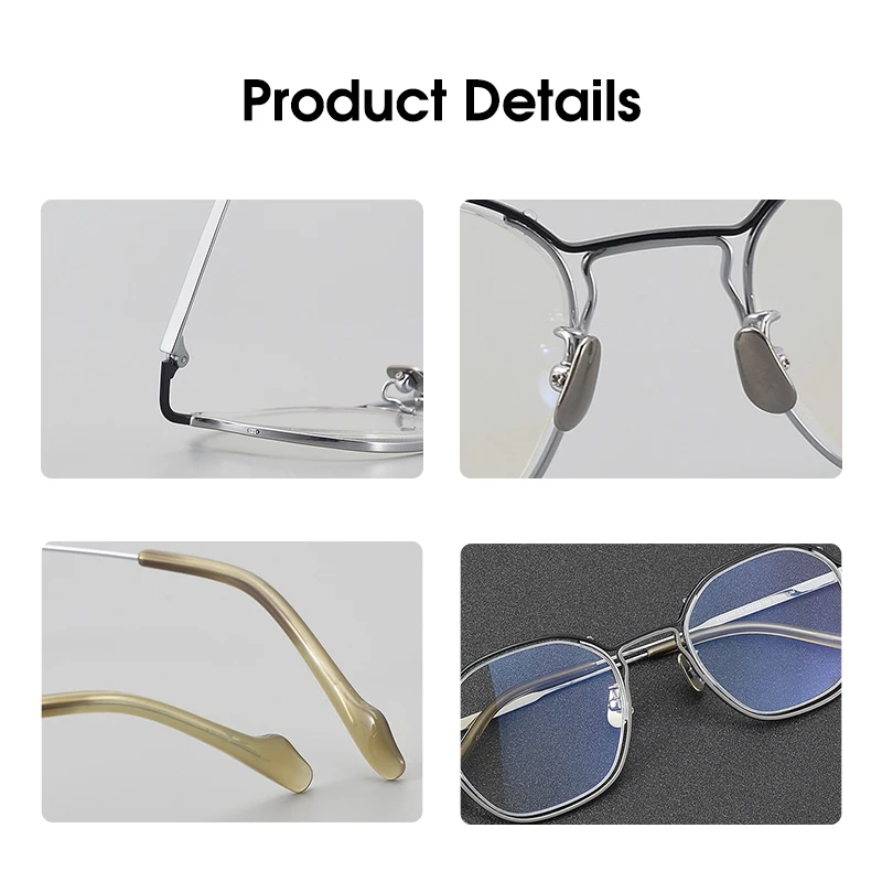 نظارات دائرية صغيرة من التيتانيوم النقي الرجعية مع إطار نظارات طبية متعددة التركيز لقصر النظر ومتعددة التركيز