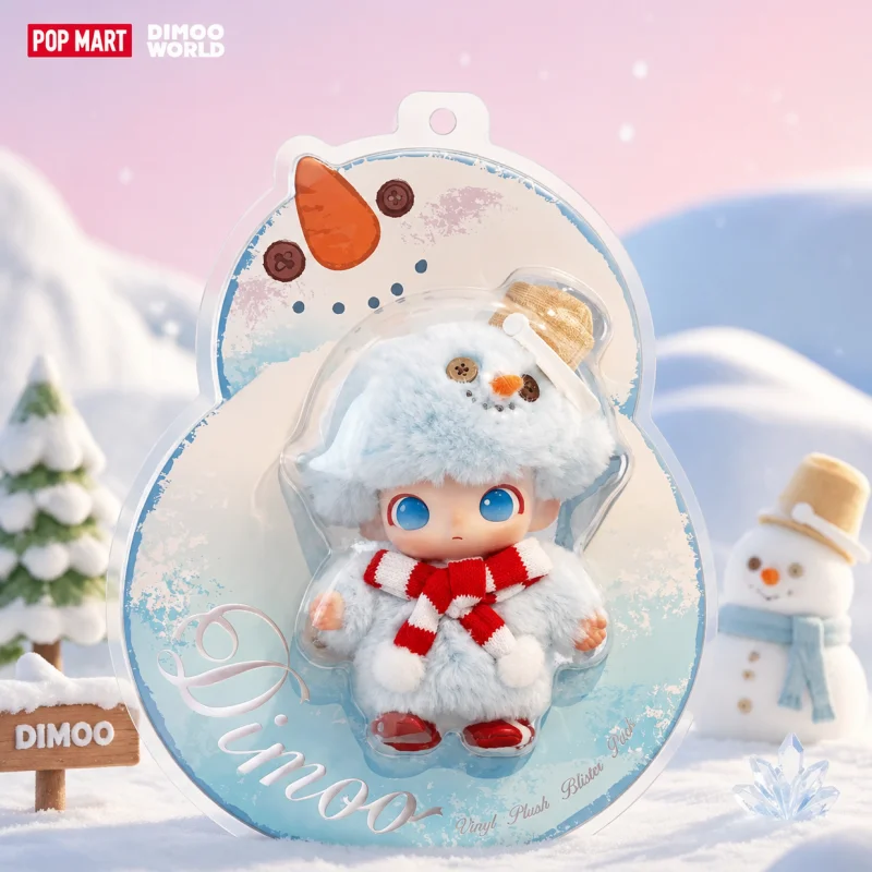 2026 POP MART DIMOO Snowman Series Blind Boxes Vinyl Plush Blister Pack Kawaii Plush Pendant Figure Cartoon Decor Surprise Gifts