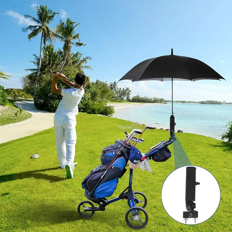 New Universal Golf Cart Umbrella Holder Adjustable Golf Trolley Umbrella Stand Clip Buggy Baby Pram Wheelchair Umbrella Bracket
