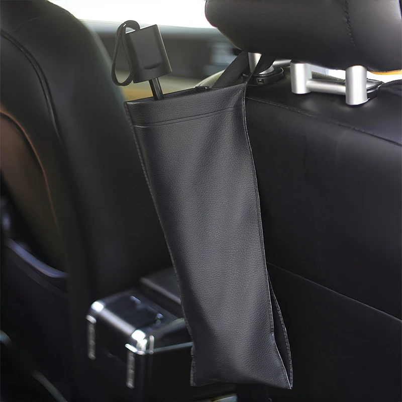 

Foldable Pu Leather Car Umbrella Bag Multi-Func Storage Bag Umbrella Cover Handheld Hanging Rainproof Umbrella Organizer Pouch