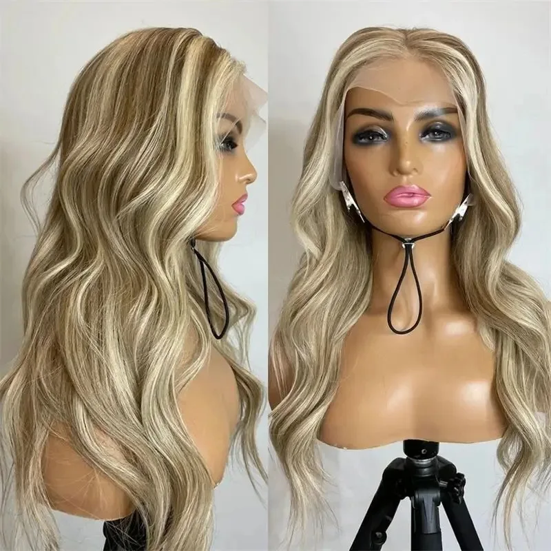 

Выделите пепельно-русый объемный волнистый парик спереди, термостойкие синтетические предварительно выщипанные волосы из бесклеевого волокна, повседневный косплей для женщин