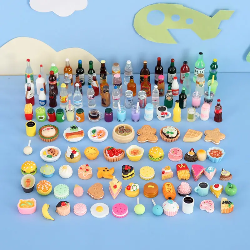 Cute Miniature Dollhouse Supermarket Food Snacks Mini Cake Wine Drink for Blyth Barbies BJD Doll Kitchen Accessories
