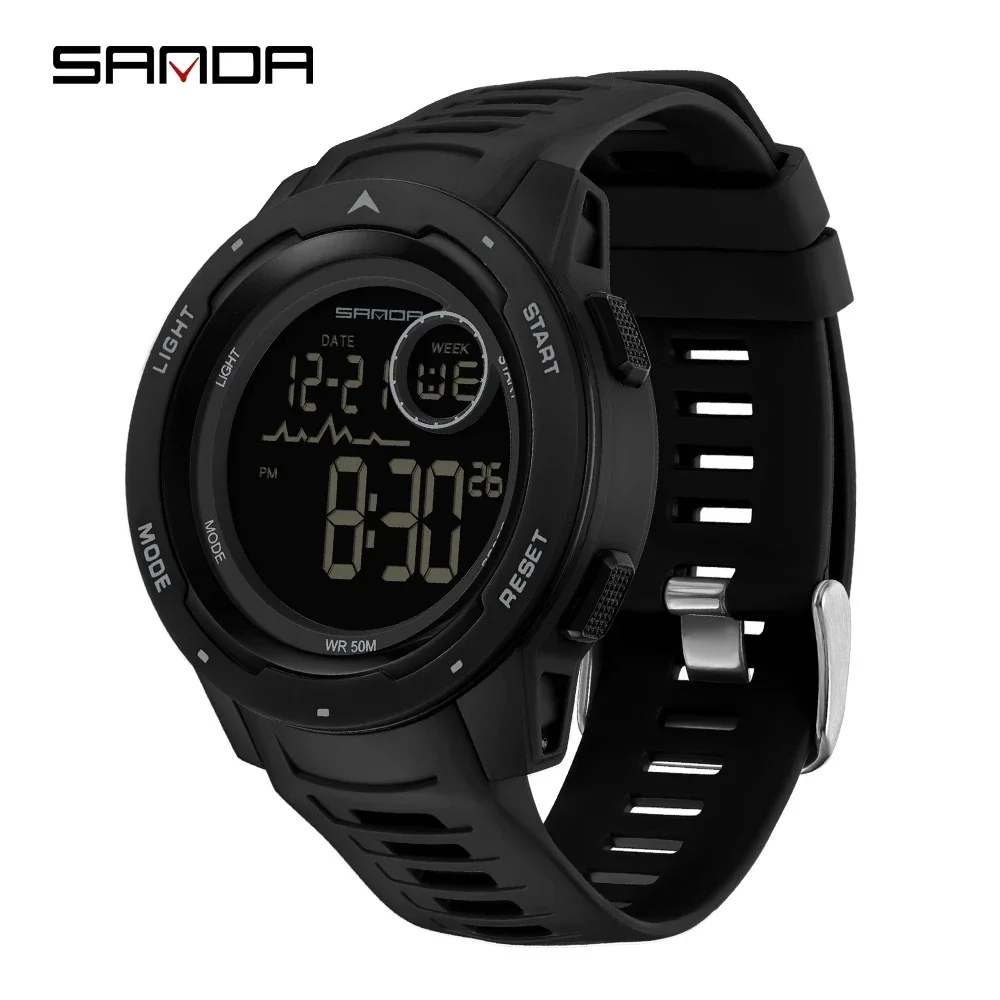 2023 New Fashion Sanda Top Brand Sports Watches Countdown Waterproof Led Digital Man Military Wristwatch