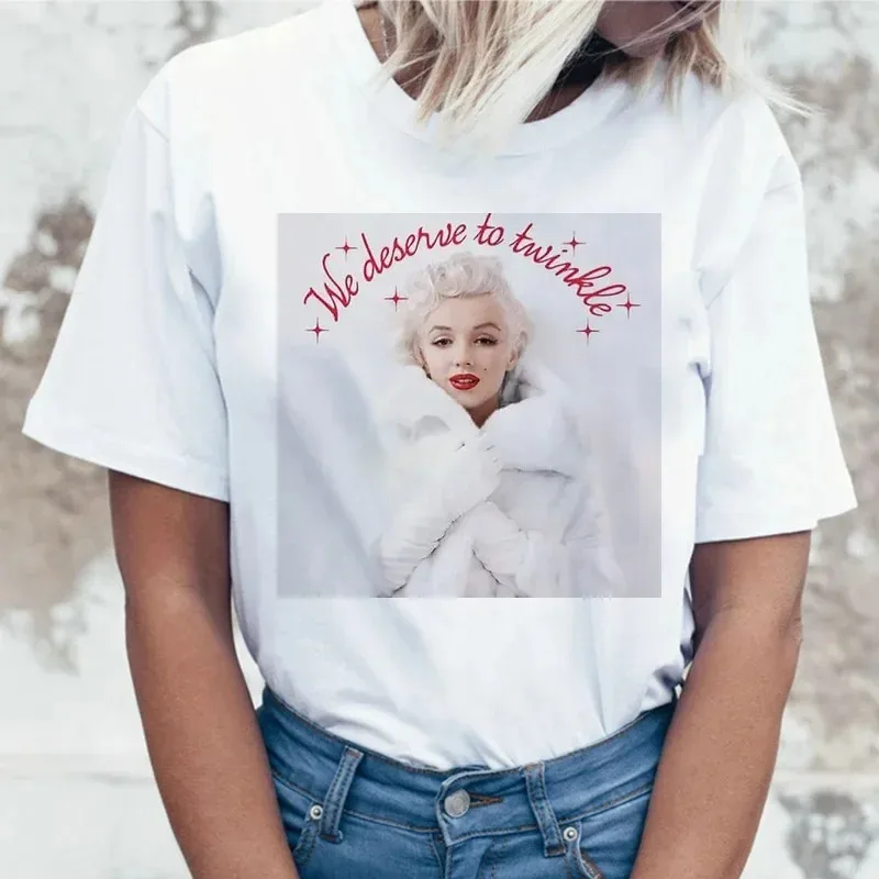 Marilyn Monroe Cotton T-shirt Women Femme Top Shirts Streetwear T-shirt Summer Female New Clothes Funny Grunge Hip Hop Tee