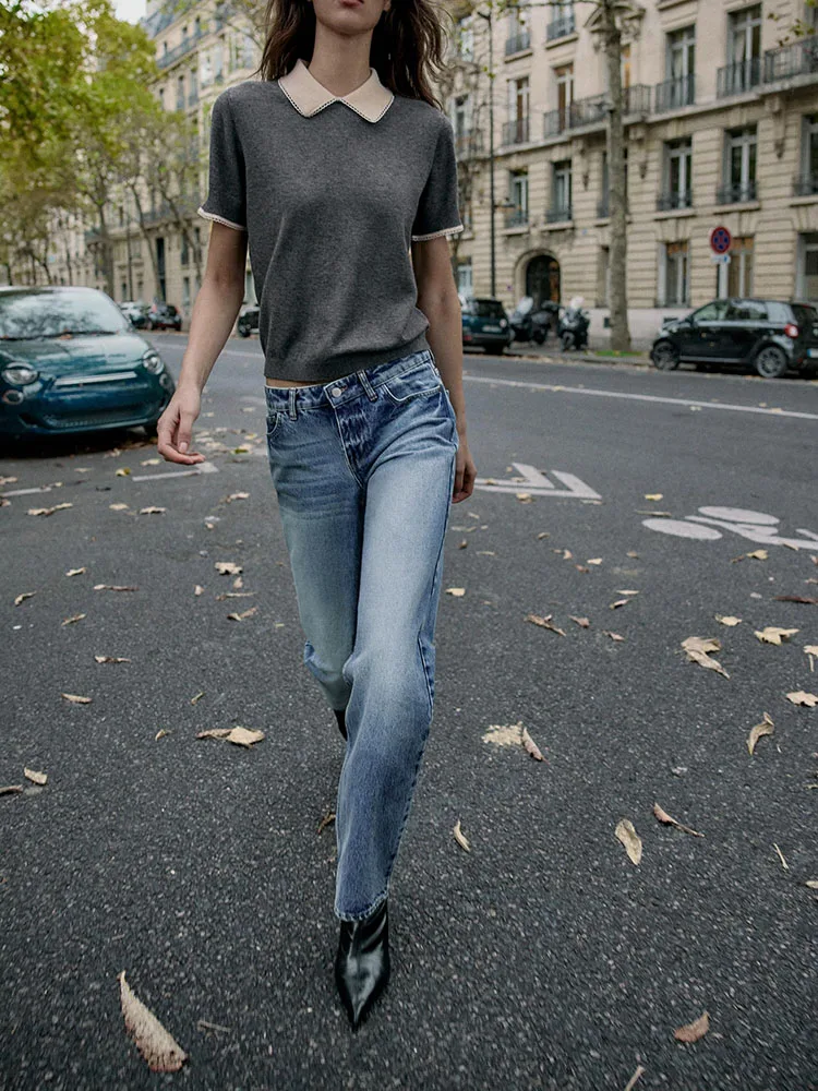 

High-End Women's Winter New Ne ort Sve Knitted irt ZA2025 Sli European Sle Faion Ladies' Premium Knitwear