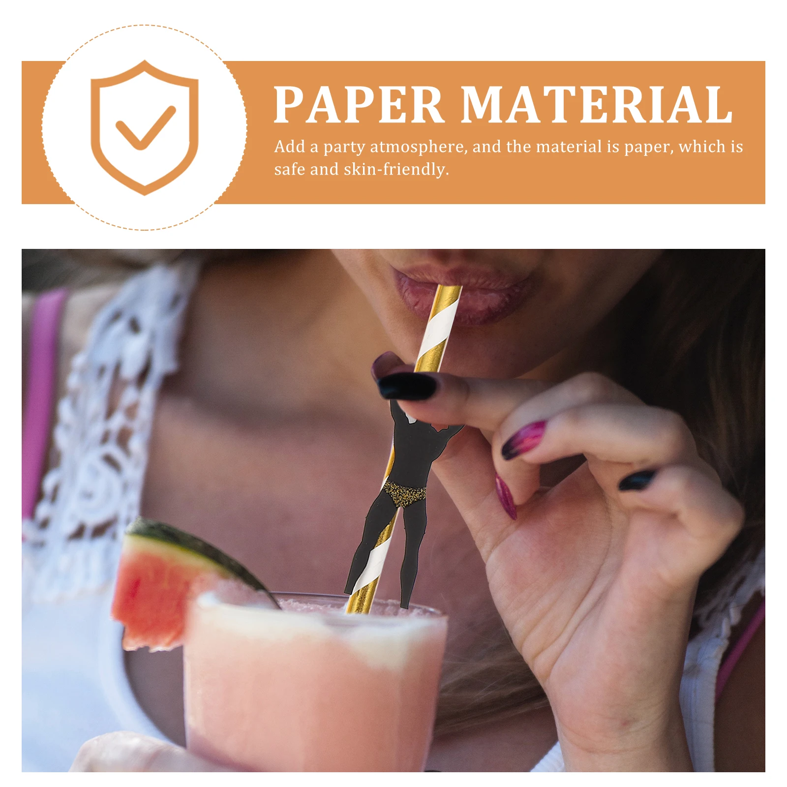 

36pcs Golden Paper Straws Funny Male Pose Decorative Party Supplies Reusable Drink Accessories Safe Eco Friendly