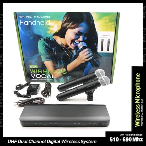 Sistema con micrófono inalámbrico Digital UHF BLX288 con transmisor supercardioide de mano Dual para Karaoke en vivo ﻿ Performane