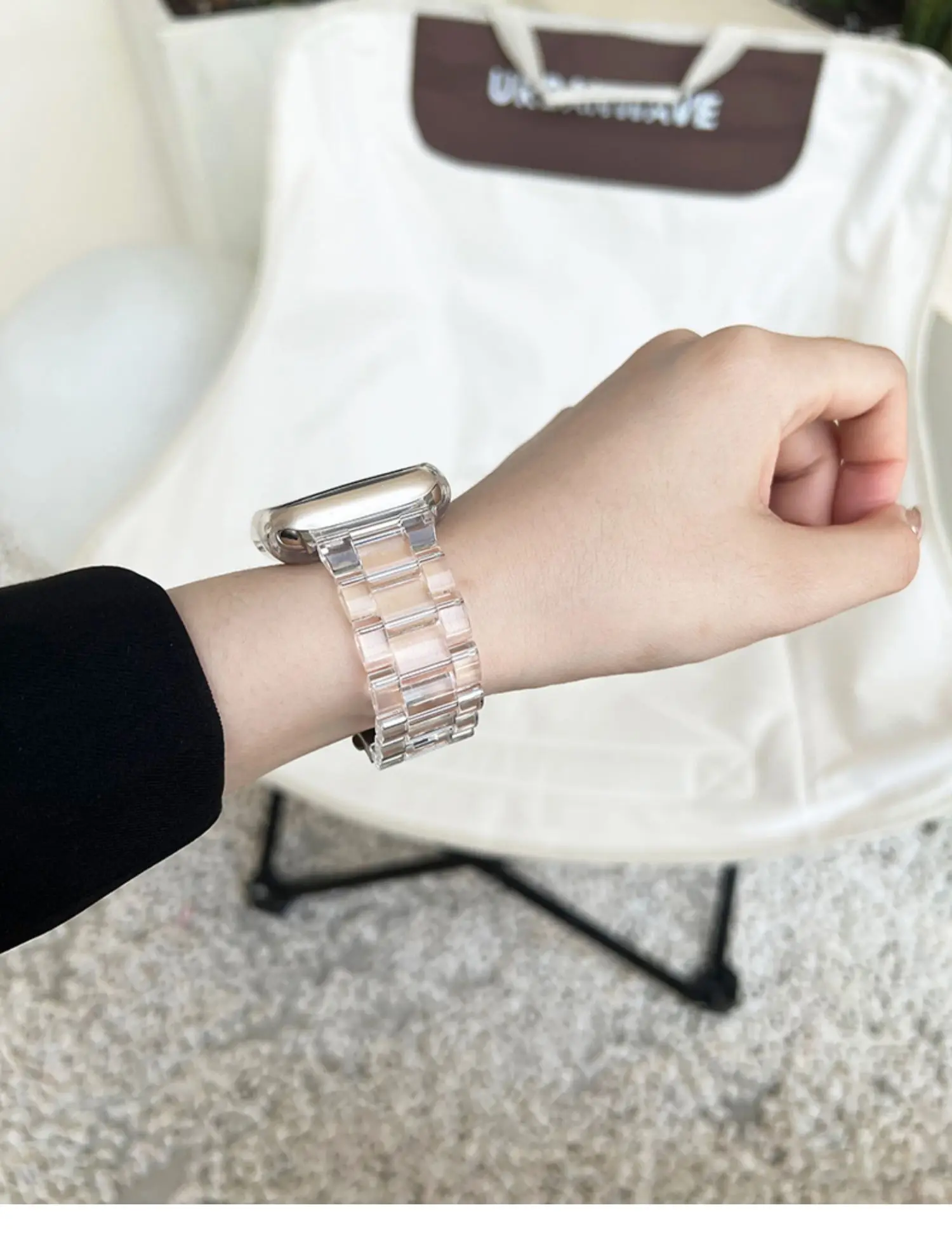 Transparentes Armband für Apple Watch 44mm 45 46 49 38 40 41 42mm Buntes Armband für iWatch Series 12 11 10 9 8 7 6 5 4 SE – Detail 2