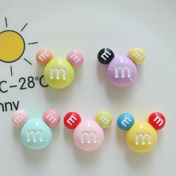 10 Pcs New Cute Bright Surface Cartoon M Beans Colour Candy Resin Scrapbook Diy Jewelry Children Party Hairpin Accessories A88