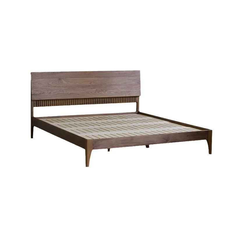 Full Solid Wood Bed Black Walnut Furniture Cherry 1.8 Double Queen Log Vintage