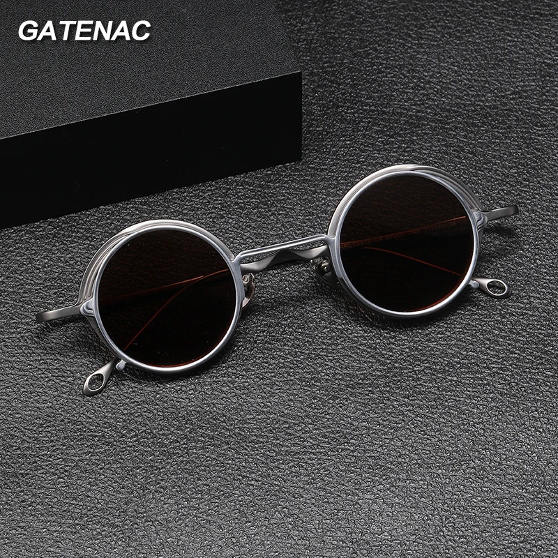 Vintage 2 In 1 Magnet Clip Pure Titanium Eyeglasses Frame Men Round Polarized Glasses Frame Women Designer Luxury Brand Eyewear