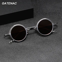 Vintage 2 In 1 Magnet Clip Pure Titanium Eyeglasses Frame Men Round Polarized Glasses Frame Women Designer Luxury Brand Eyewear