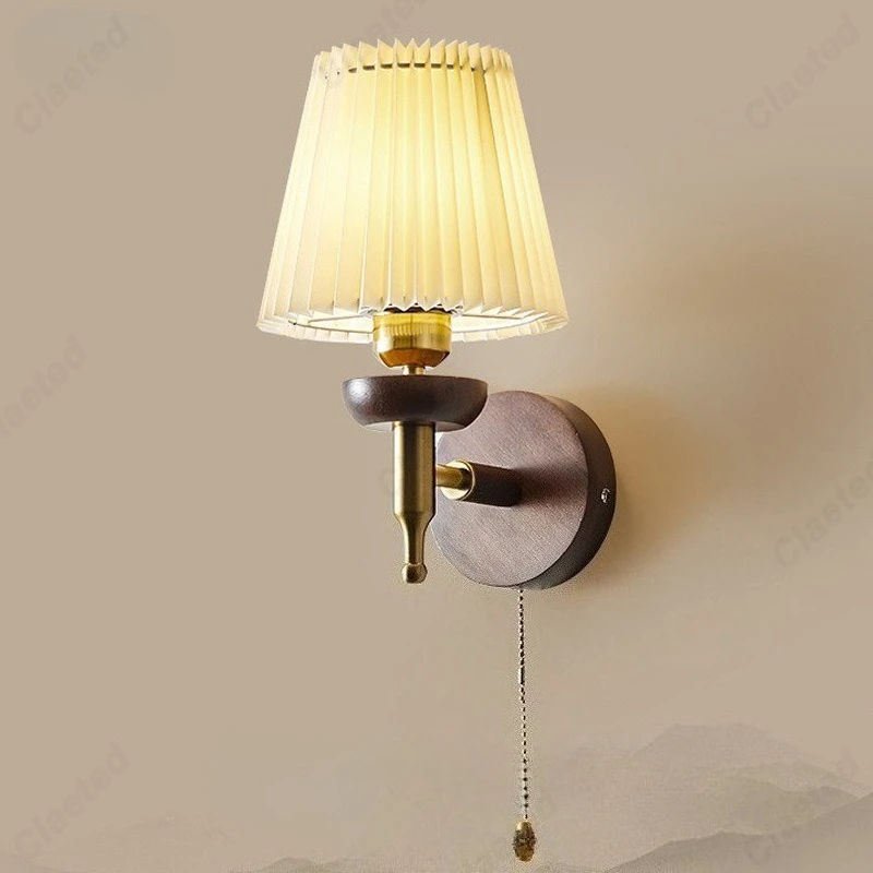 European Creative Retro LED Cable Switch Wall Lamp Living Room Study Bedroom Bedside Reading Lighting