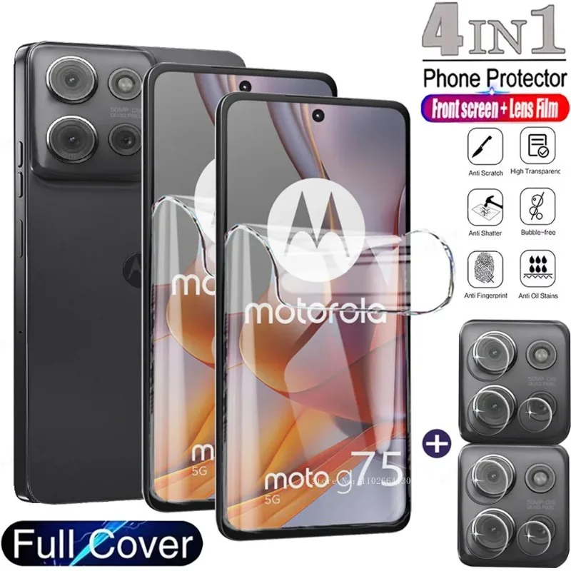 4 IN1 Screen Lens Protectors For Motorola Moto G75 G55 G45 G35 G85 G54 G24 G14 G60 G84 G64 G34 Edge 50 30 40 Ultra Hydrogel Film
