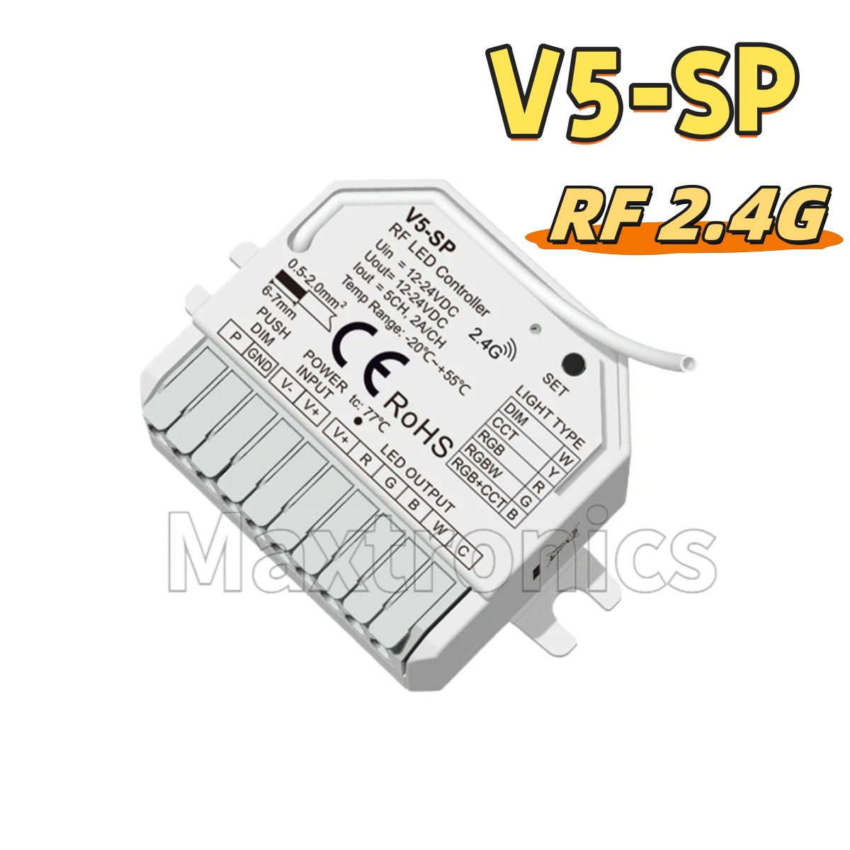 Skydance 5 in 1 WiFi & RF CV Controller Single Color/CCT/ RGB/ RGBW/ RGB+CCT V5-SP(WT) (Tuya App)/ V5-SP(Push Dim) for LED Strip