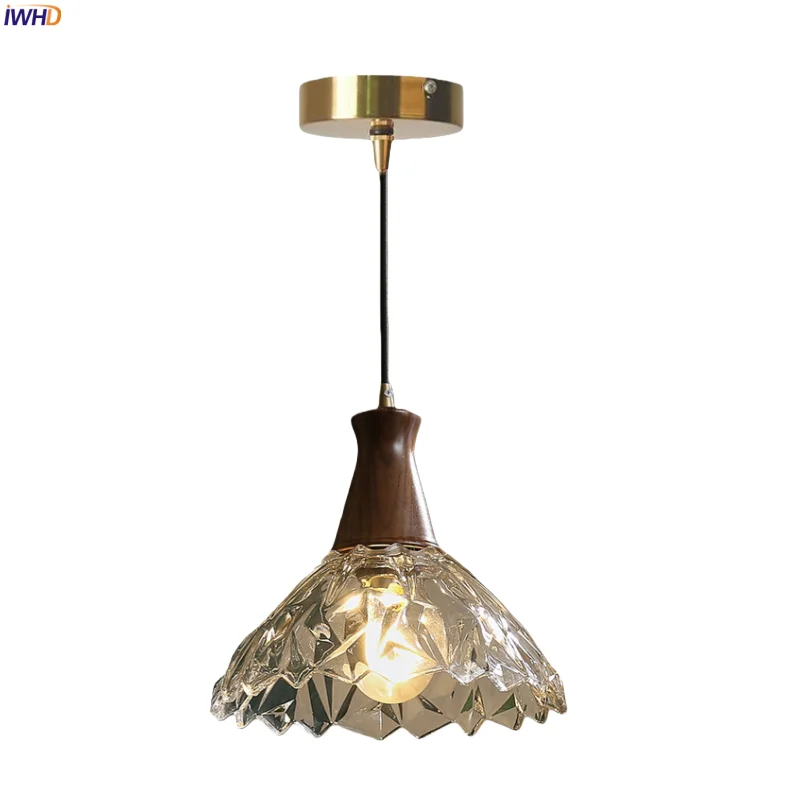 

IWHD Mid Century Modern LED Pendant Lamps For Bedroom Living Room Restaurant Cafe Loft Decor Clear Glass Hanging Light Hanglamp