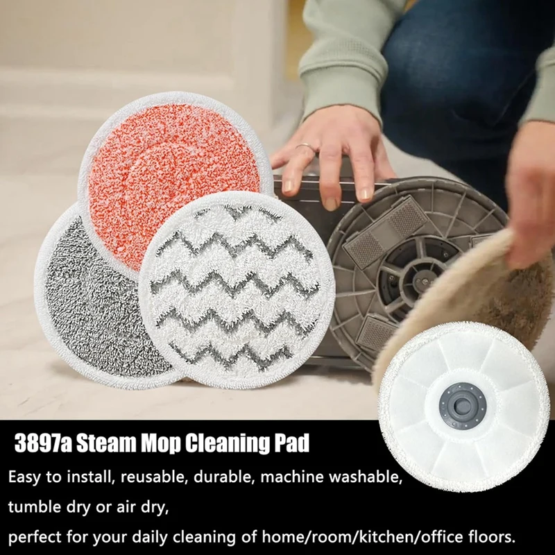 Rotating Mop Replacement Pads For Bissell Spin-Wave 3897A Smartsteam Scrubbing Steam Mop,Spinwave Mop Pads 12Pack