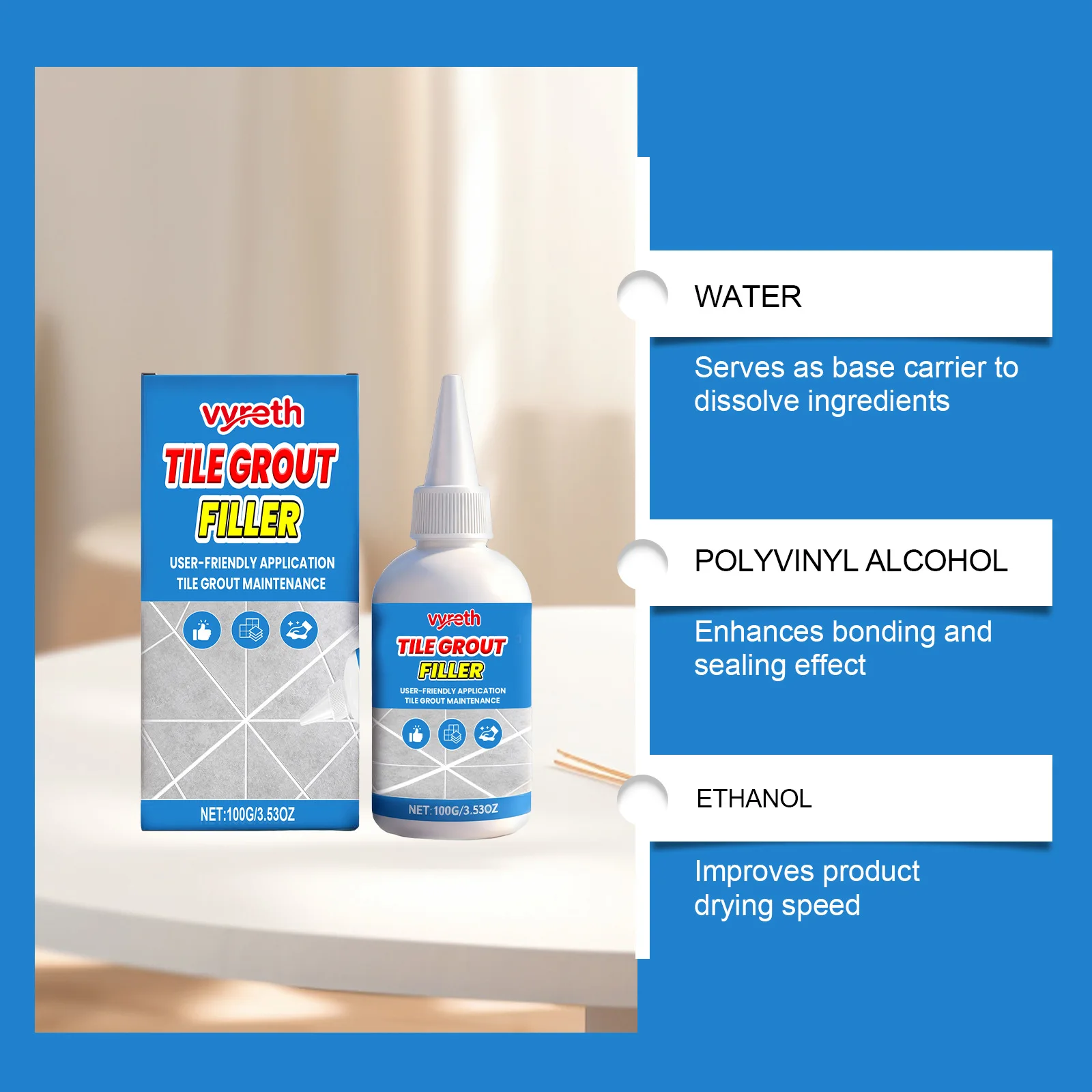 100g Tile Grout Sealer Repair Paste Tile Gap Refill Beauty Seam Waterproof Grouting Fill For Porcelain Ceramic Enamel