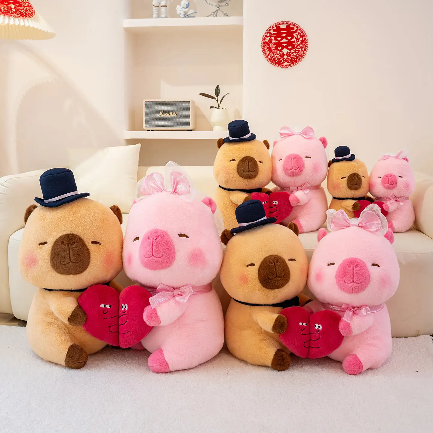 Hot 55 cm Coppia Capibara Bambola da sposa Animali di peluche morbidi Giocattoli di peluche Partner Sposa e sposo Miglior arredamento per gli amanti delle ragazze Regali