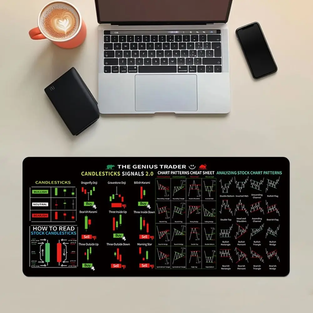 Mauspad mit Diagramm-Muster, Diagramm-Muster, effizienter Schreibtischschutz, Kerzenständer-Muster, Kunst-Mauspad, verlängert, glatt