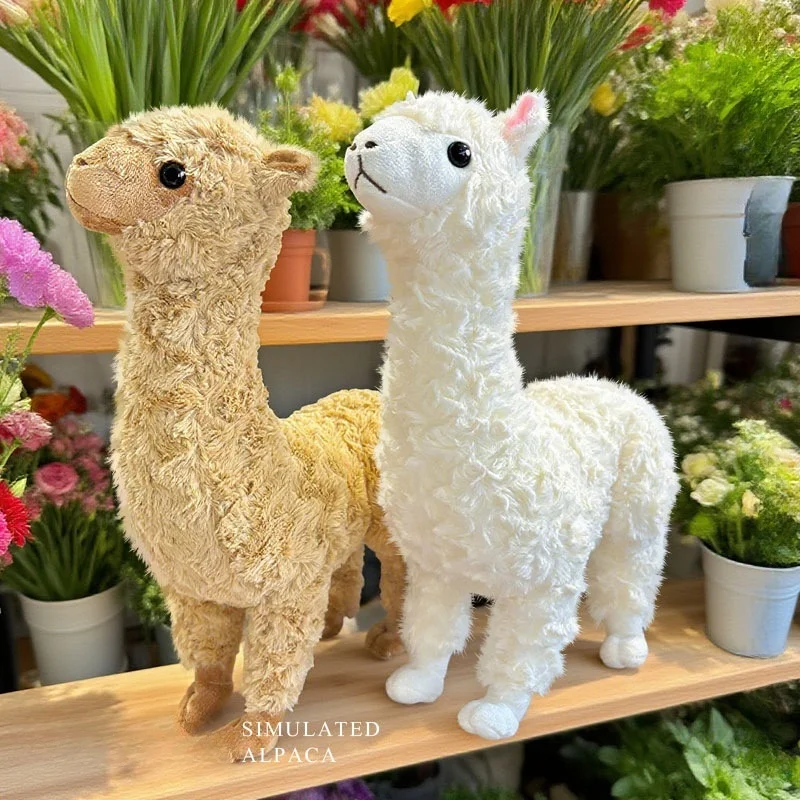

Adorable Lifelike Alpaca Plush Toys Fluffy Warm Standing Alpaca Doll Cozy Kids Hugging Companion Funny Home Decor Birthday Gift