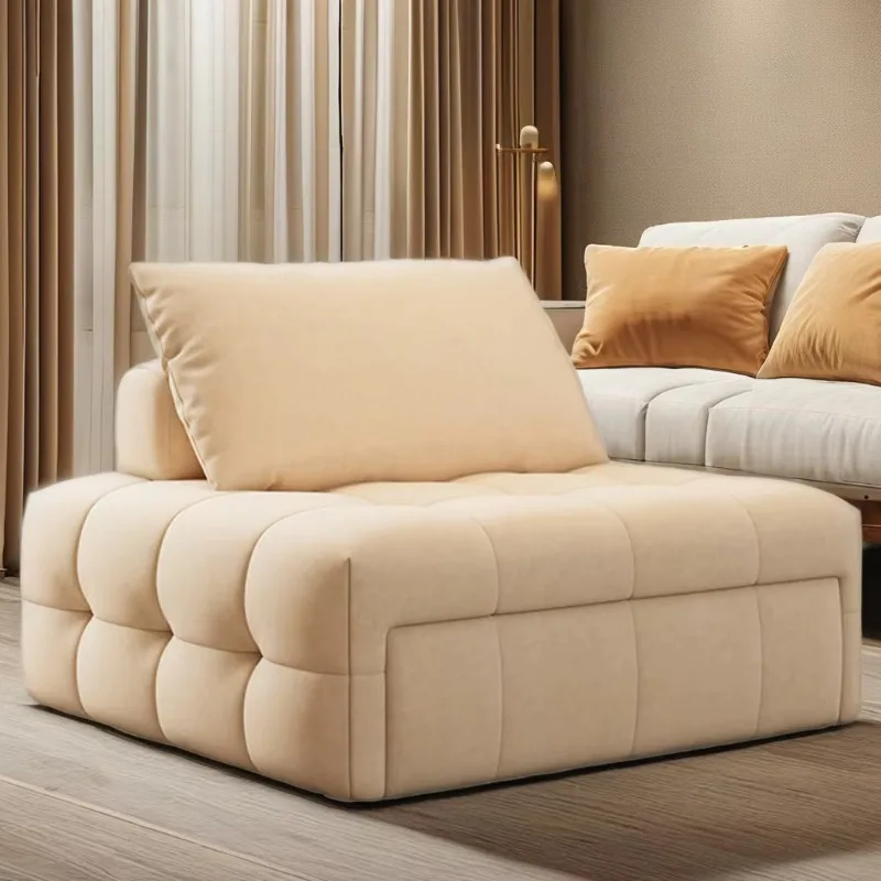 Cream Puff Style Fabric Sofa Multifunctional Single Extra Long Sofa Bed. view 5