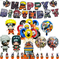 Naruto Kakashi Balloons Uchiha Sasuke Ballons Happy Birthday Banner Party Decoration Kids Anime Cake Topper Disposable Tableware