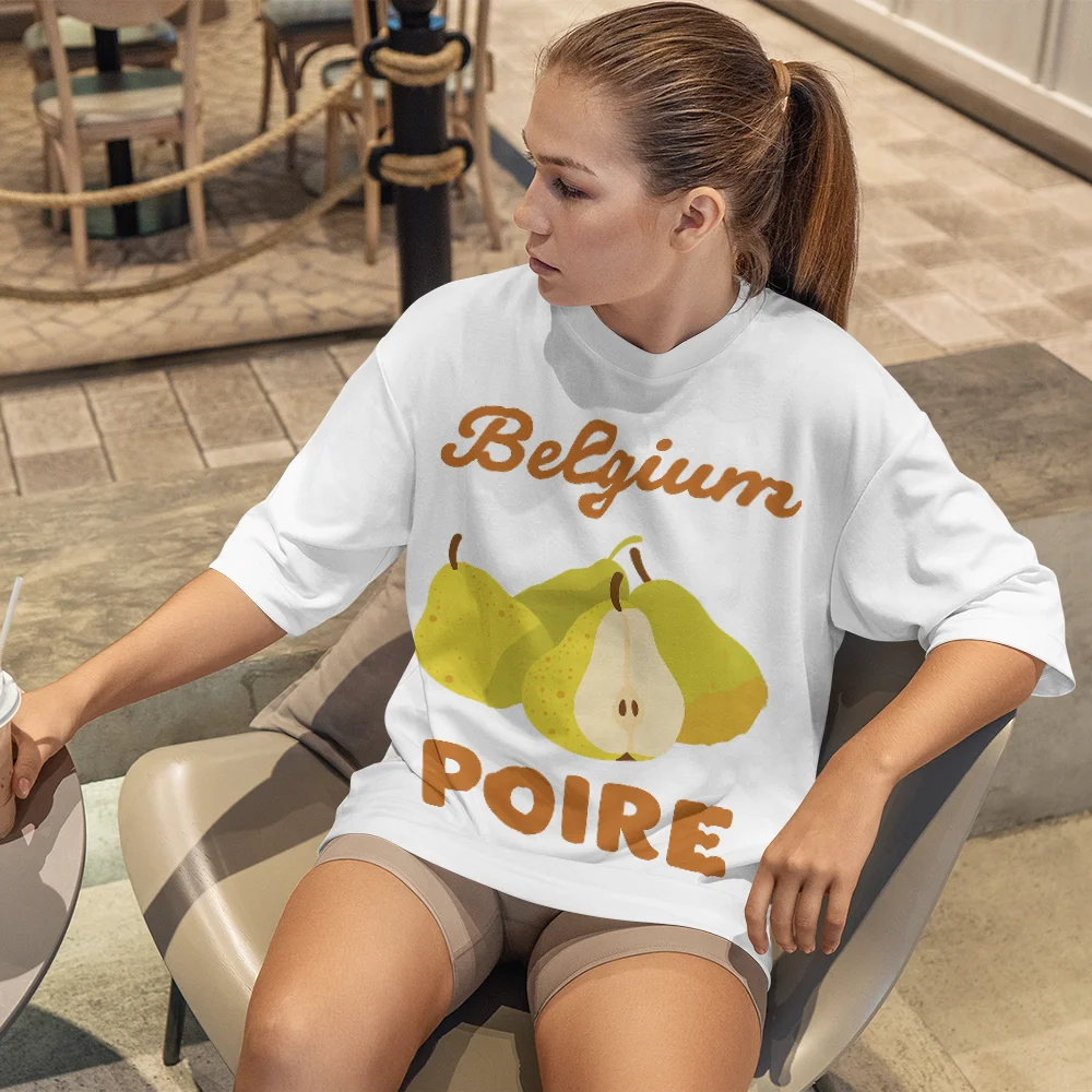 

Ladies' T-shirt Versatile Loose and Comfortable Featuring Fruit Pattern Print with Soft Pockets Street Style Fashionable Design