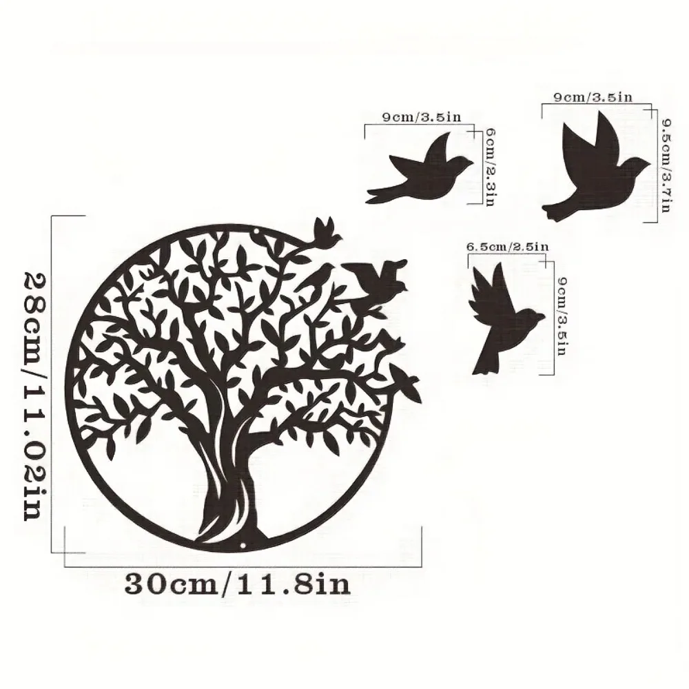 Metal Wall Art Tree of Life, Rustic Ironwork Outdoor Courtyard Decor, Elegant Home Decoration for Living Room, Anniversary House