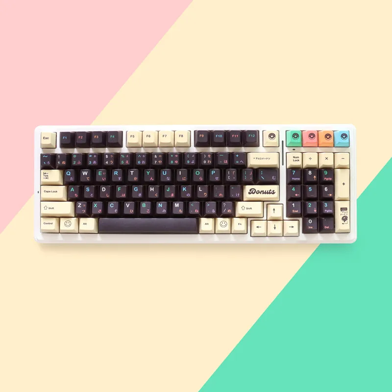 

Sweet Donuts Keycaps Durable Pbt 129 Keys Dye-Sub Cherry Profile Keycaps for 61/87/104/108 Mx Switch Mechanical Keyboard