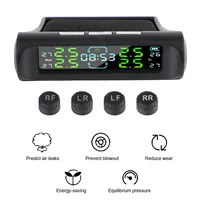 Con reloj Digital, sistema de supervisión de presión de neumáticos de automóvil TPMS Solar para coche en el tablero, 4 Uds., sensores TPMS, alarma de seguridad automática