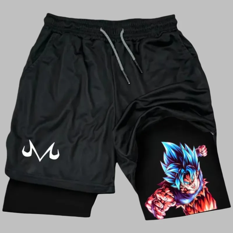 Anime Themed Men's 2-in-1 Compression Shorts, Quick Dry for Sports Training & Intense Workout