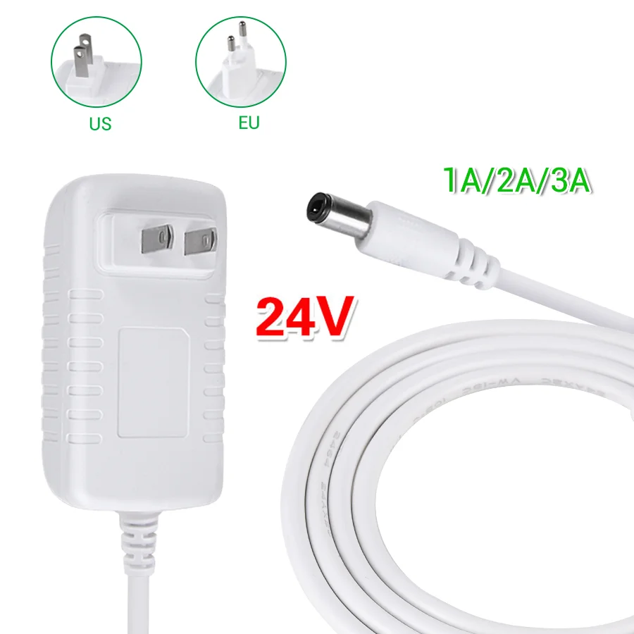 LED Power Supply 24V 2A 3A 1A Power Adapter DC 24 Volt Output Interface 5.5mm*2.1mm Power Adapter Universal Charger EU US Plug