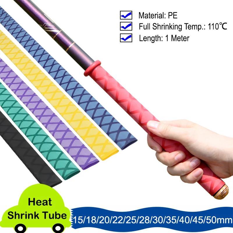 Non-slip Heat Shrink Wrap Tubing Fishing Rod Tube 15/18/20/22/25/28/30/35/40/45/50mm DIY Waterproof Racket Handle Grip Cover