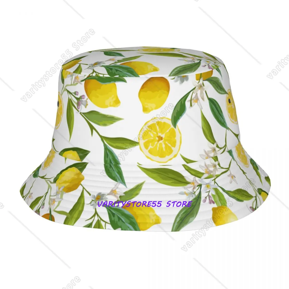Fruit Lemon Bucket Hat for Unisex Summer Travel Flower Green Leaves Floppy Hat Streetwear for Outdoor Sport Fishing Hat Ispoti