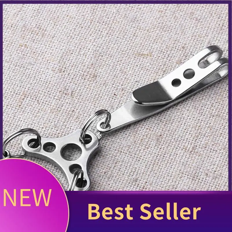 ABLU-Outdoor Mini Pocket Clip Flashlight Clip Small Mountaineering Hook Stainless Steel Pocket Clip (4 Pack)