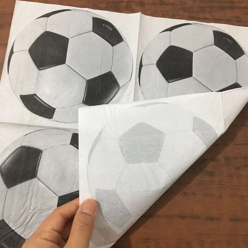 20PCS White Black Printed Football Soccer Napkins Towels For Kids Boys Girls Holiday Birthday Party Decoration Supplies Kids Fav