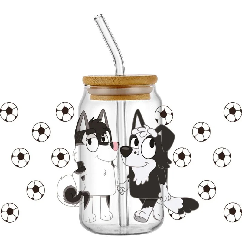 Miniso 3D Cartoon Dog 16oz Libbey UV DTF Cup Wrap Transfer Sticker Custom Label DIY Logo Self adhesive Mug Decal Sticker