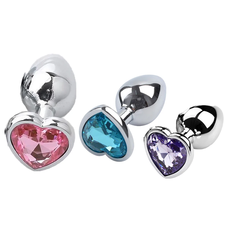 3Pc/Set Anal Plug Heart Stainless Steel Crystal Smooth Toy For Women 3 Size Butt Plug Stimulator Prostate Massager Adult Sex Toy