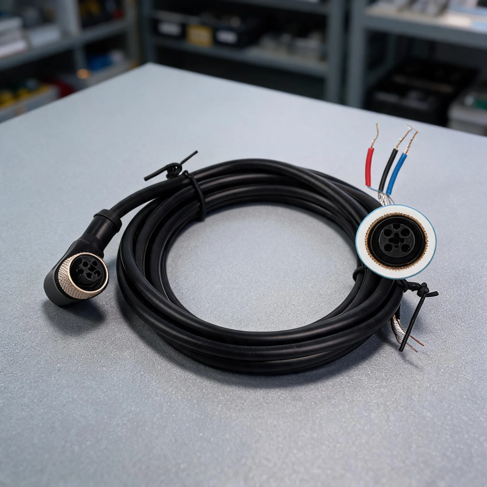 12mm 4-Pin Female Connector Cable PVC Sensor Aviation Socket 2M IP67 Waterproof Gold-Plated Brass Contacts Stable Signal