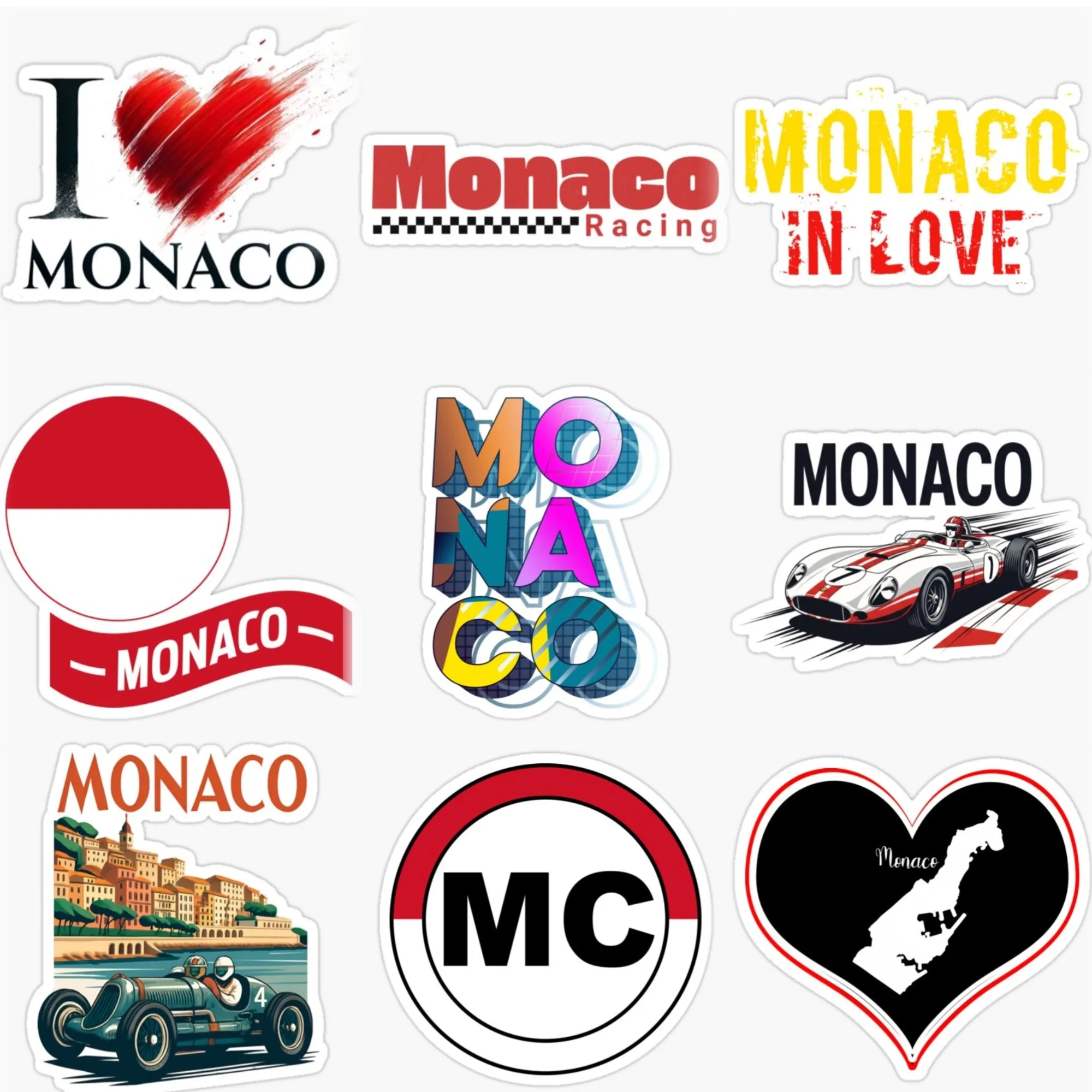 

Monaco Flag Map Emblem Racing Creative Car Stickers for Car Bicycle Motorcycle Helmet Bumper Wall Decal Customizable Size