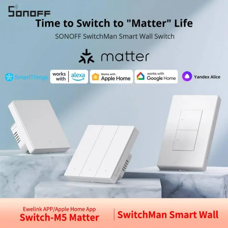 NEW SONOFF SwitchMan M5 Matter Switch White Wifi Smart Wall Work With Ewelink Apple Home Alexa Goole Home Assistant Smartthings