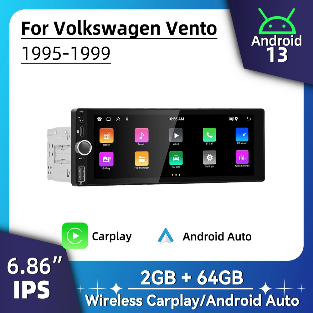 1Din Car Radio Android for VW Volkswagen Vento 1995-1999 6.86