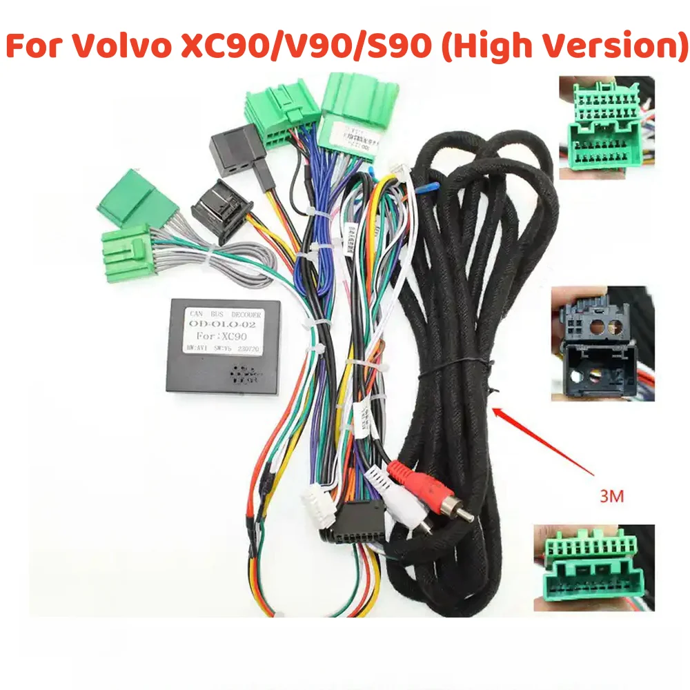 For Volvo XC90 high end s90 v90 Cable Car 16 Pin Wiring Harness Adapter Canbus Box OD-Volvo-02 Decoder Android Radio Power Cable