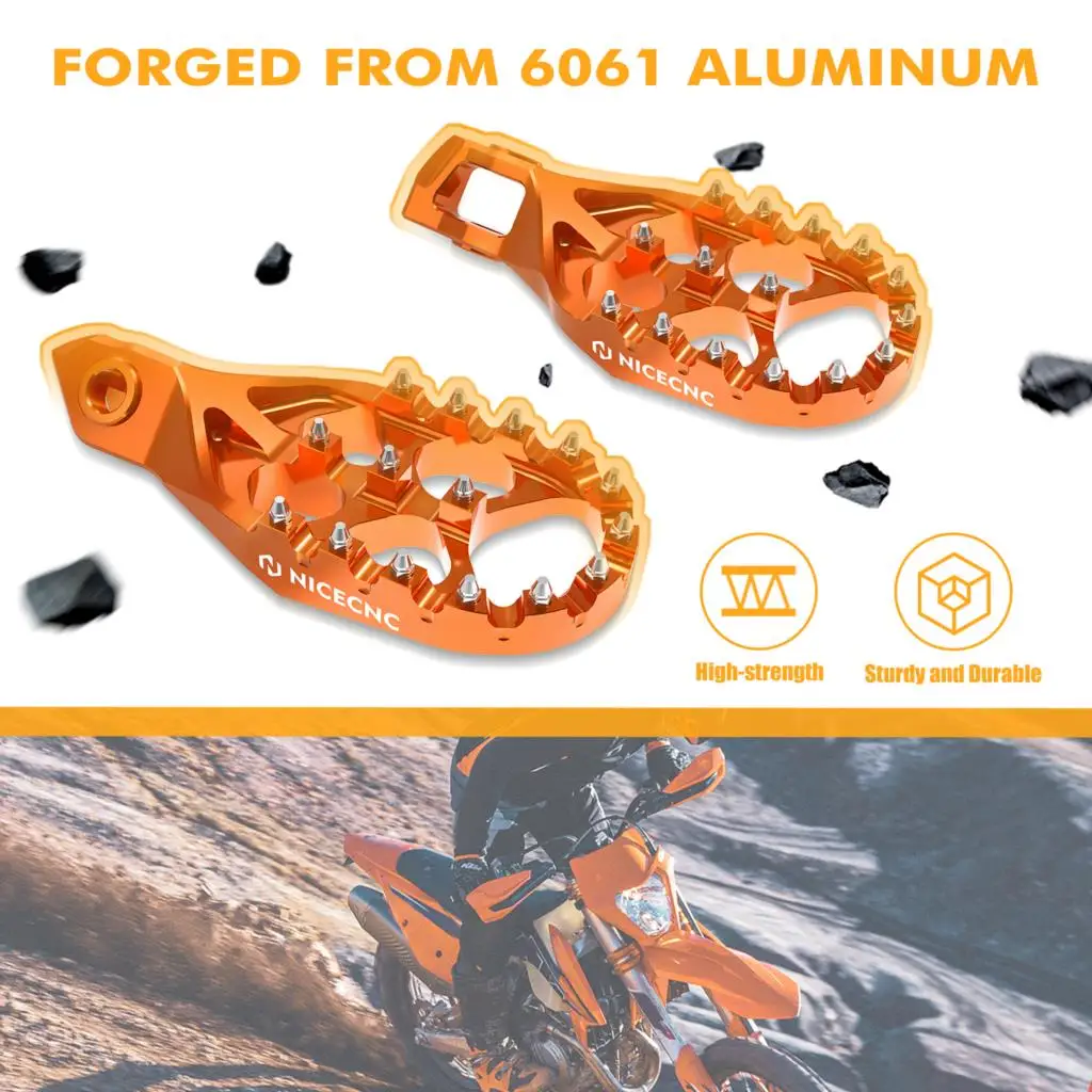 For KTM 2024 EXC 300 Forged Aluminum Foot Pegs FootRest Footpegs Rests EXCF 350 450 XCW 500 2024 SX 125 SXF 450 XC XCF 2023-2024