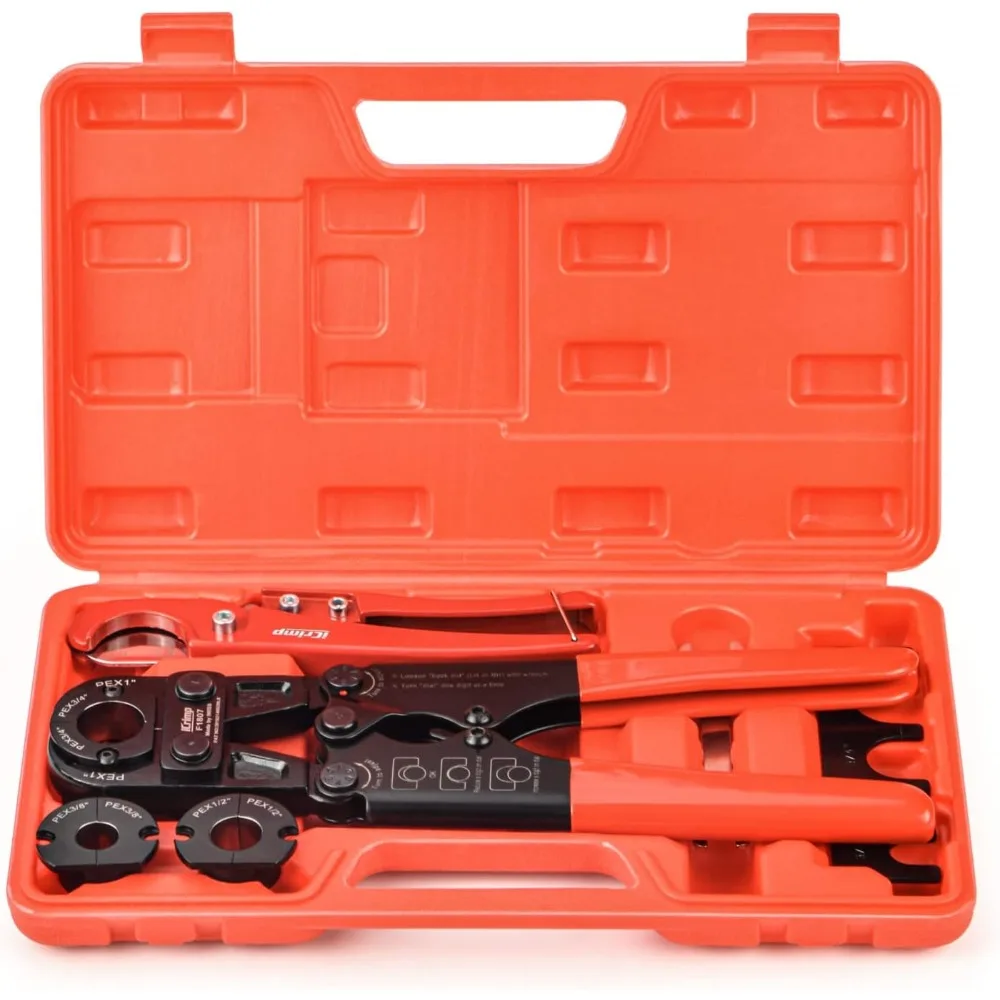 iCrimp Pex Pipe Crimping Tool kit for 3/8,1/2,3/4,1-inch Copper Ring with Free Gauge&Pex Pipe Cutter -Meet ASTM F1807