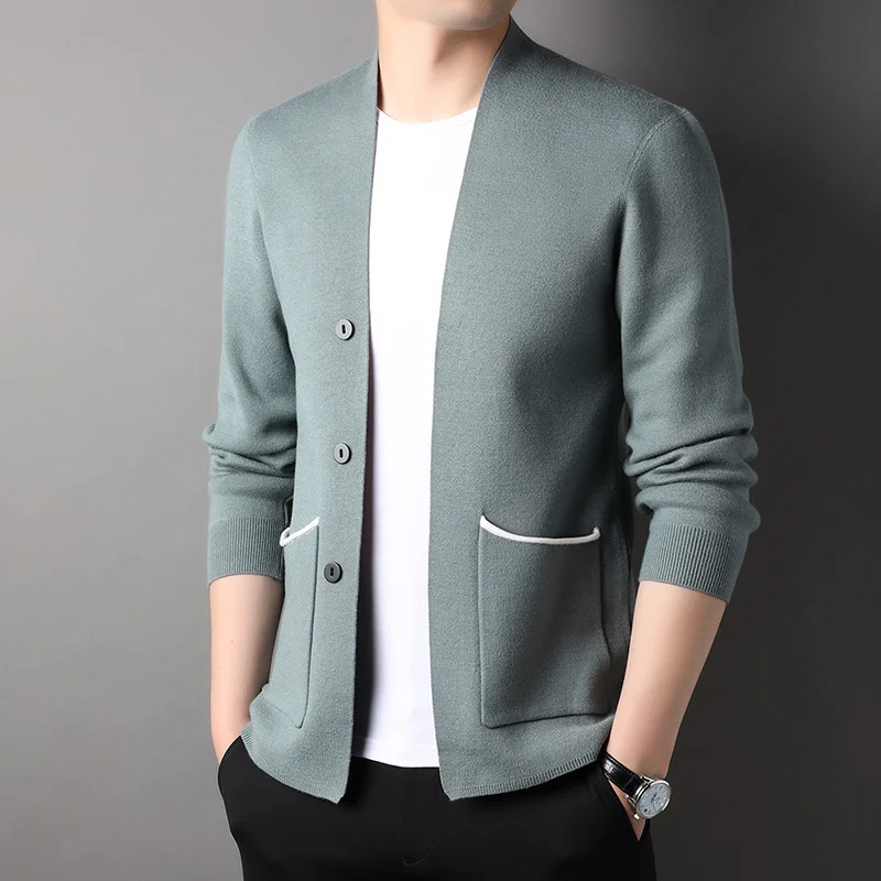 Top Grade New Brand Designer Fashion Knit Graphic Cardigan For Men Sweater Casual Korean Coats Jacket Mens Clothing 2023