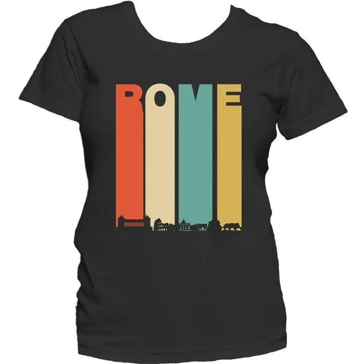 Women'S Rome T Shirt Retro 1970'S Style Italy Cityscape Downtown Skyline By Really Awesome