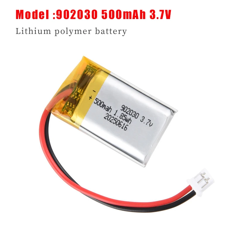

902030 500mAh 3.7V Lipo Rechargeable Lithium Polymer Batteries for LED Lights,bluetooth Speakers,MP5,Selfie Stick, GPS